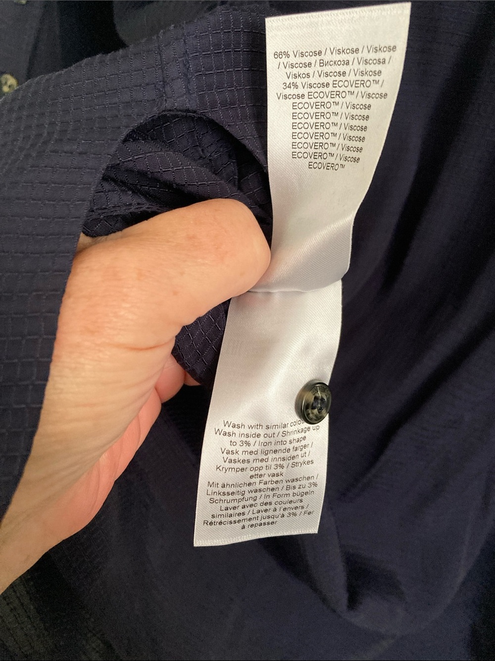 Ganni Ripstop Navy Button-Front Dress with Ruffle Collar - Picture 12 of 12
